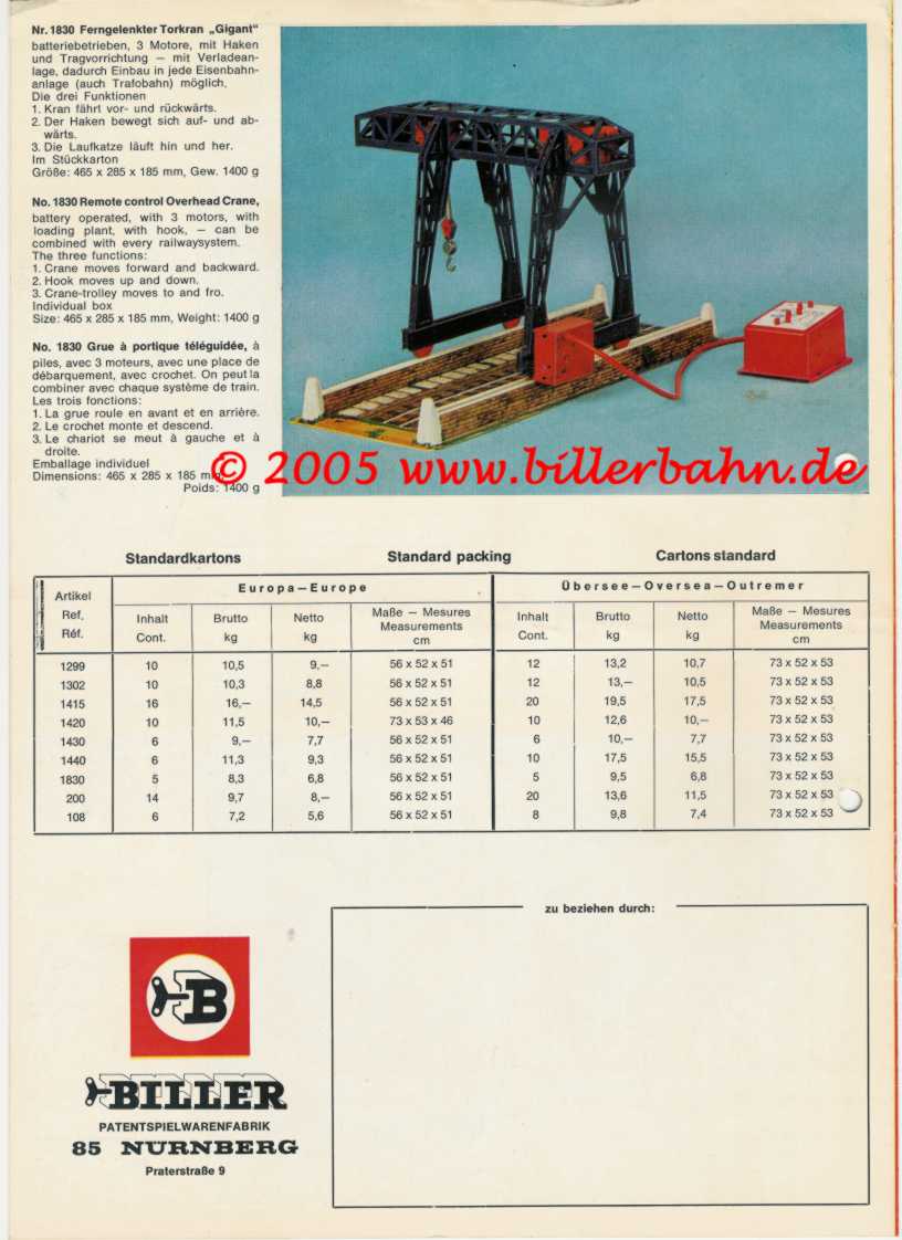 Catalogue 1971 backside